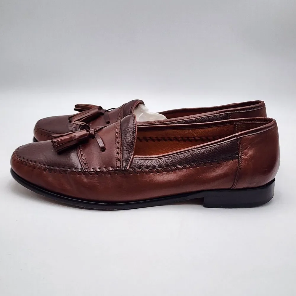 Brass Boot Mens Shoes Brown‎ 11.5 Leather Loafers Tassel Slip On Dress Shoes